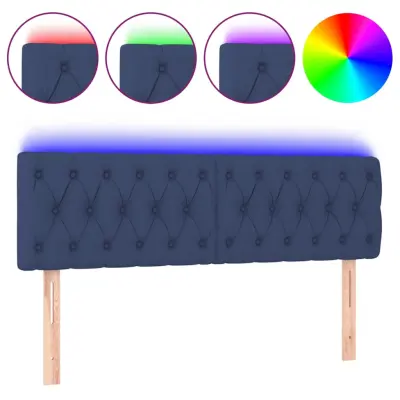 LED Posteljno vzglavje - Vzglavna omarica - Nočna omarica modro 144x7x78/88 cm blago