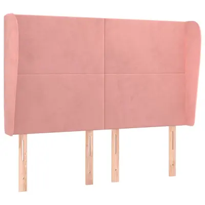 Posteljno vzglavje - Vzglavna omarica - Nočna omarica z ušesi roza 147x23x118/128 cm žamet