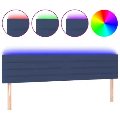 LED Posteljno vzglavje - Vzglavna omarica - Nočna omarica modro 160x5x78/88 cm blago