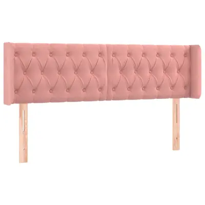 Posteljno vzglavje - Vzglavna omarica - Nočna omarica z ušesi roza 163x16x78/88 cm žamet