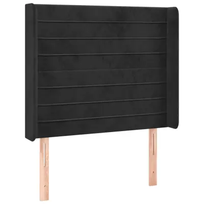 Vzglavna omarica - Nočna omarica - Posteljna omarica z ušesi črno 103x16x118/128 cm žamet