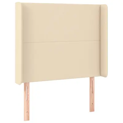 Vzglavna omarica - Nočna omarica - Posteljna omarica z ušesi krem 103x16x118/128 cm blago