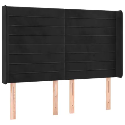 Vzglavna omarica - Nočna omarica - Posteljna omarica z ušesi črno 147x16x118/128 cm žamet