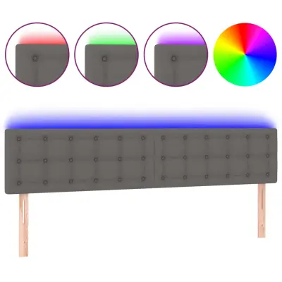 LED Posteljno vzglavje - Vzglavna omarica - Nočna omarica sivo 200x5x78/88 cm umetno usnje