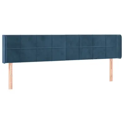 Vzglavna omarica - Nočna omarica - Posteljna omarica z ušesi temno modro 203x16x78/88 cm žamet