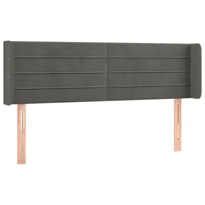 Vzglavna omarica - Nočna omarica - Posteljna omarica z ušesi temno sivo 147x16x78/88 cm žamet