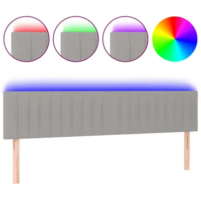 LED Posteljno vzglavje - Vzglavna omarica - Nočna omarica svetlo sivo 200x5x78/88 cm blago