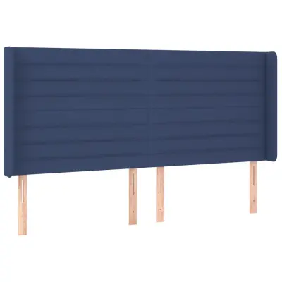 Vzglavna omarica - Nočna omarica - Posteljna omarica z ušesi modro 203x16x118/128 cm blago