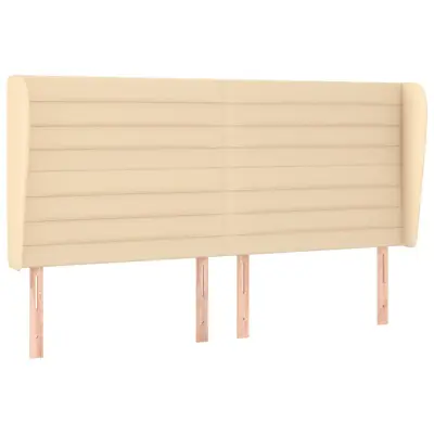 Vzglavna omarica - Nočna omarica - Posteljna omarica z ušesi krem 163x23x118/128 cm blago