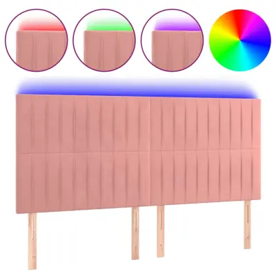 LED Posteljno vzglavje - Vzglavna omarica - Nočna omarica roza 200x5x118/128 cm žamet