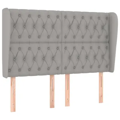 Vzglavna omarica - Nočna omarica - Posteljna omarica z ušesi svetlo sivo 147x23x118/128 cm blago