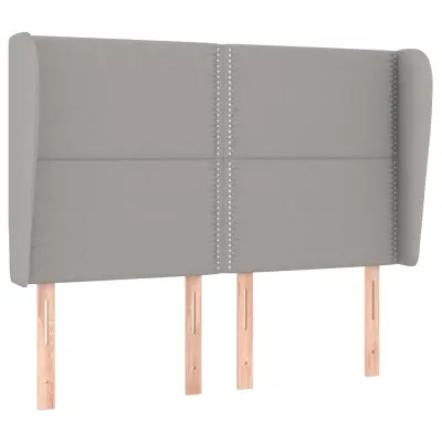 Vzglavna omarica - Nočna omarica - Posteljna omarica z ušesi svetlo sivo 147x23x118/128 cm blago