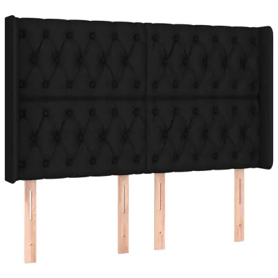 Vzglavna omarica - Nočna omarica - Posteljna omarica z ušesi črno 147x16x118/128 cm blago