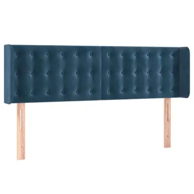 Vzglavna omarica - Nočna omarica - Posteljna omarica z ušesi temno modro 147x16x78/88 cm žamet