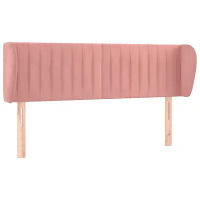 Posteljno vzglavje - Vzglavna omarica - Nočna omarica z ušesi roza 147x23x78/88 cm žamet