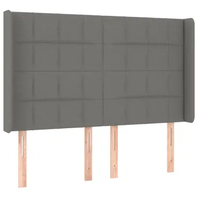 Vzglavna omarica - Nočna omarica - Posteljna omarica z ušesi temno sivo 147x16x118/128 cm blago