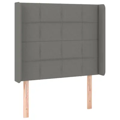 Vzglavna omarica - Nočna omarica - Posteljna omarica z ušesi temno sivo 93x16x118/128 cm blago