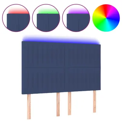 LED Posteljno vzglavje - Vzglavna omarica - Nočna omarica modro 144x5x118/128 cm blago