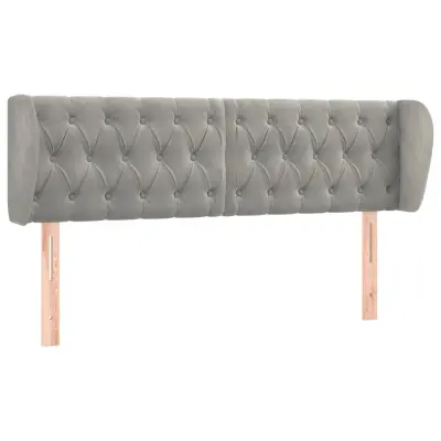 Vzglavna omarica - Nočna omarica - Posteljna omarica z ušesi svetlo sivo 147x23x78/88 cm žamet