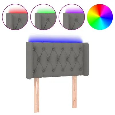 LED Posteljno vzglavje - Vzglavna omarica - Nočna omarica temno sivo 83x16x78/88 cm blago