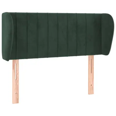 Posteljno vzglavje - Vzglavna omarica - Nočna omarica z ušesi temno zeleno 103x23x78/88 cm žamet