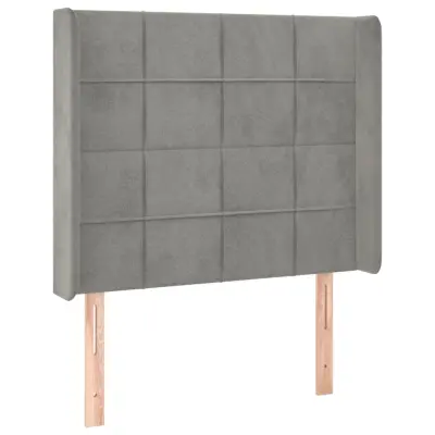 Vzglavna omarica - Nočna omarica - Posteljna omarica z ušesi svetlo sivo 83x16x118/128 cm žamet