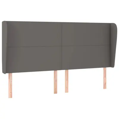 Vzglavna omarica - Nočna omarica - Posteljna omarica z ušesi sivo 163x23x118/128 cm umetno usnje