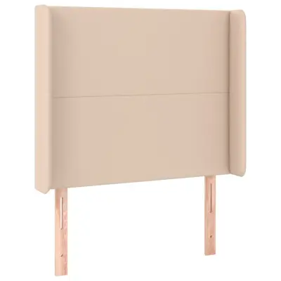 Vzglavna omarica - Nočna omarica - Posteljna omarica z ušesi kapučino 93x16x118/128 cm umetno usnje