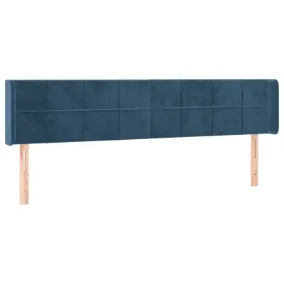 Vzglavna omarica - Nočna omarica - Posteljna omarica z ušesi temno modro 163x16x78/88 cm žamet