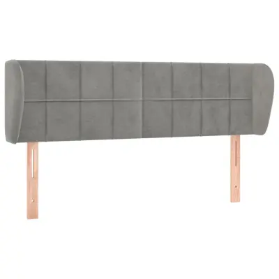 Vzglavna omarica - Nočna omarica - Posteljna omarica z ušesi svetlo sivo 147x23x78/88 cm žamet