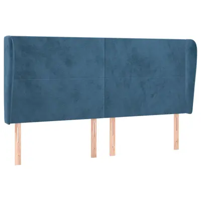 Vzglavna omarica - Nočna omarica - Posteljna omarica z ušesi temno modra 203x23x118/128 cm žamet