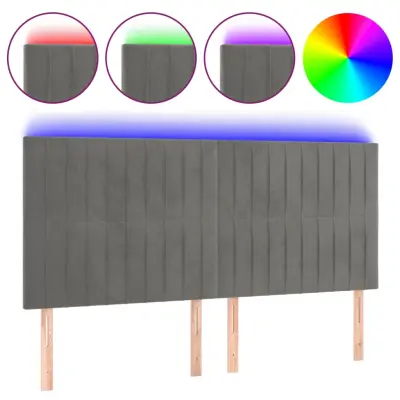 LED Posteljno vzglavje - Vzglavna omarica - Nočna omarica svetlo sivo 160x5x118/128 cm žamet