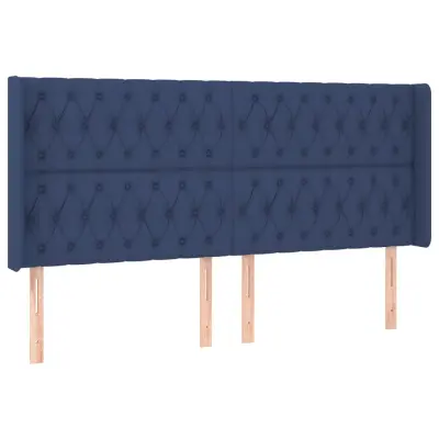 Vzglavna omarica - Nočna omarica - Posteljna omarica z ušesi modro 203x16x118/128 cm blago