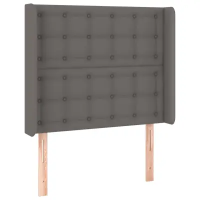 Vzglavna omarica - Nočna omarica - Posteljna omarica z ušesi sivo 103x16x118/128 cm umetno usnje