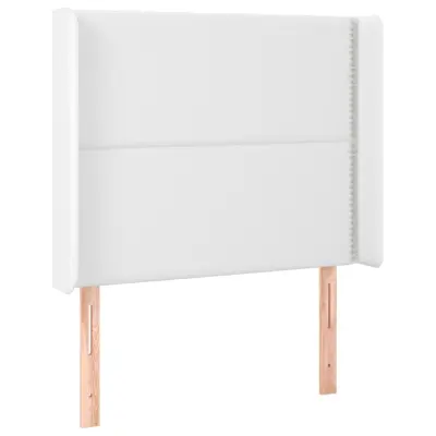 Vzglavna omarica - Nočna omarica - Posteljna omarica z ušesi belo 103x16x118/128 cm umetno usnje