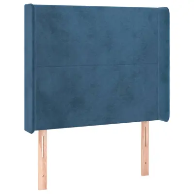 Vzglavna omarica - Nočna omarica - Posteljna omarica z ušesi temno modro 83x16x118/128 cm žamet