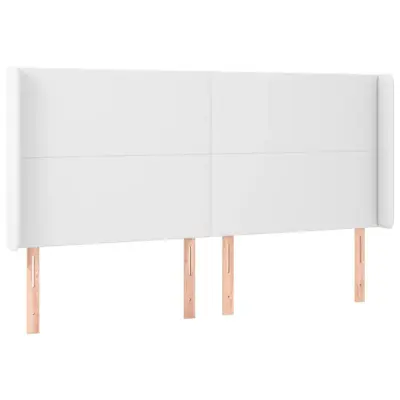 Vzglavna omarica - Nočna omarica - Posteljna omarica z ušesi belo 163x16x118/128 cm umetno usnje