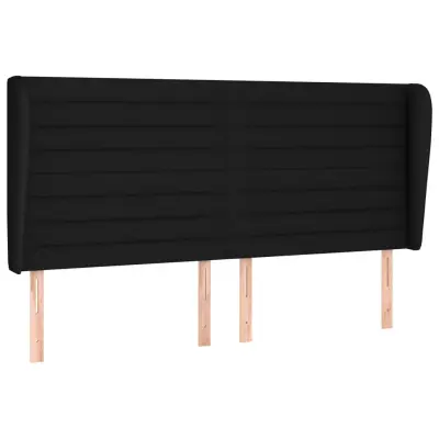 Posteljno vzglavje - Vzglavna omarica - Nočna omarica z ušesi črno 163x23x118/128 cm blago