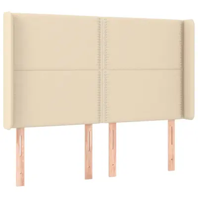 Vzglavna omarica - Nočna omarica - Posteljna omarica z ušesi krem 147x16x118/128 cm blago