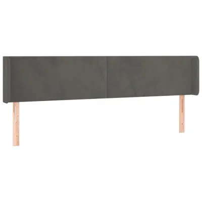 Vzglavna omarica - Nočna omarica - Posteljna omarica z ušesi temno sivo 183x16x78/88 cm žamet