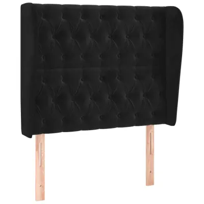 Vzglavna omarica - Nočna omarica - Posteljna omarica z ušesi črno 103x23x118/128 cm žamet