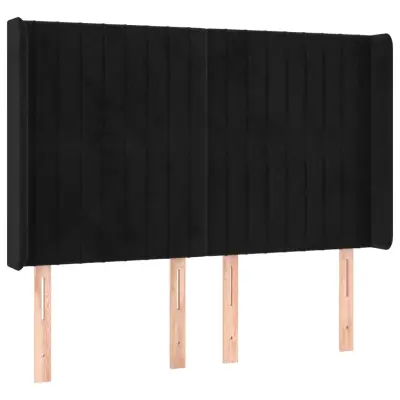 Vzglavna omarica - Nočna omarica - Posteljna omarica z ušesi črno 147x16x118/128 cm žamet