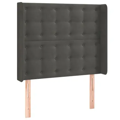 Vzglavna omarica - Nočna omarica - Posteljna omarica z ušesi temno sivo 103x16x118/128 cm žamet