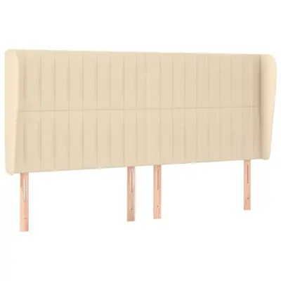 Vzglavna omarica - Nočna omarica - Posteljna omarica z ušesi krem 203x23x118/128 cm blago