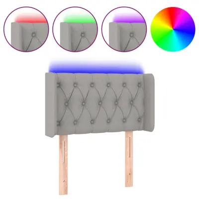 LED Posteljno vzglavje - Vzglavna omarica - Nočna omarica svetlo sivo 83x16x78/88 cm blago