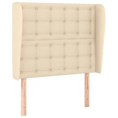 Vzglavna omarica - Nočna omarica - Posteljna omarica z ušesi krem 103x23x118/128 cm blago