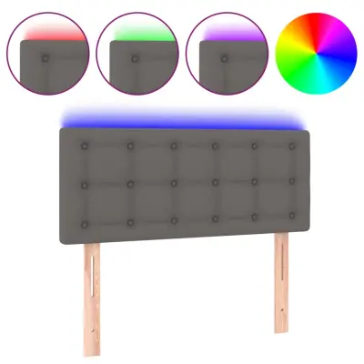 LED Posteljno vzglavje - Vzglavna omarica - Nočna omarica sivo 80x5x78/88 cm umetno usnje