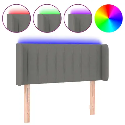 LED Posteljno vzglavje - Vzglavna omarica - Nočna omarica temno sivo 103x16x78/88 cm blago