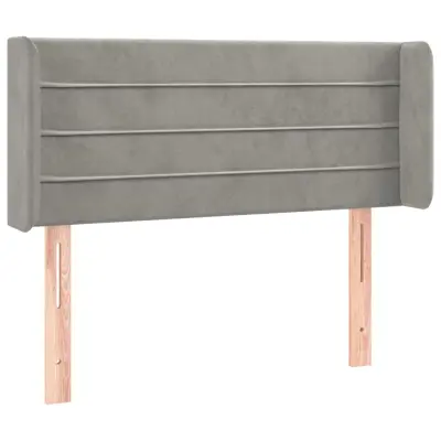 Vzglavna omarica - Nočna omarica - Posteljna omarica z ušesi svetlo sivo 93x16x78/88 cm žamet