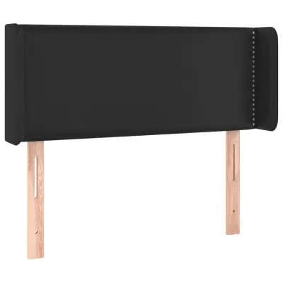 Posteljno vzglavje - Vzglavna omarica - Nočna omarica z ušesi črno 93x16x78/88 cm umetno usnje